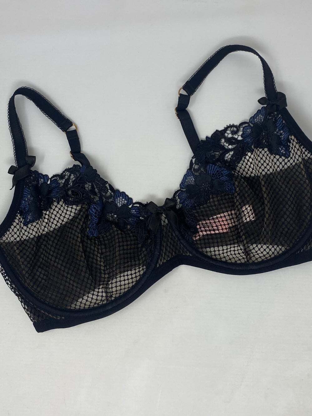 Agent Provocateur Eliza Black Navy Lace Bra 36E